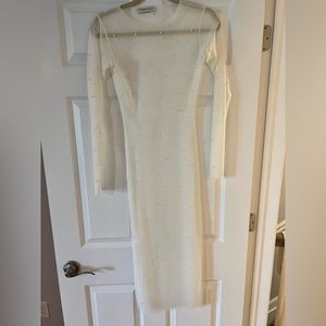 Untamed Petals Pampas Sheer Pearl Bodycon Dress